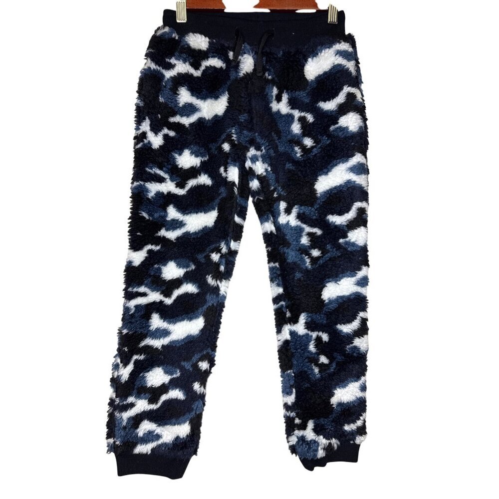 REISS Deacon Boy's Sweatpants Blue Camo Pull-On Jogger Fleece Fluffy Size 9 10